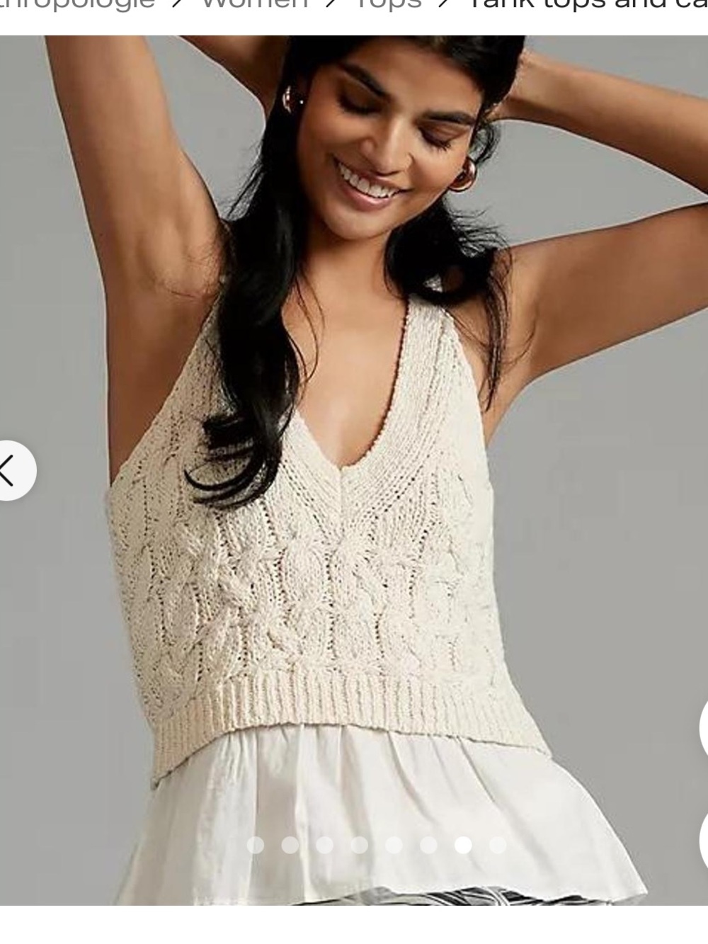 Anthropologie. Cream and white sweater vest top - Picture 3 of 6